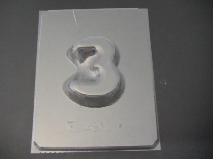8003 Number Three 3 Large Chocolate or Hard Candy Mold